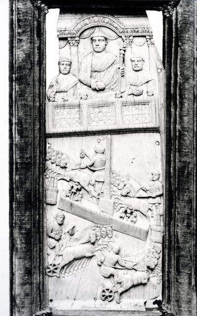 Leaf from the Lampadii Diptych, c.355 AD by Roman